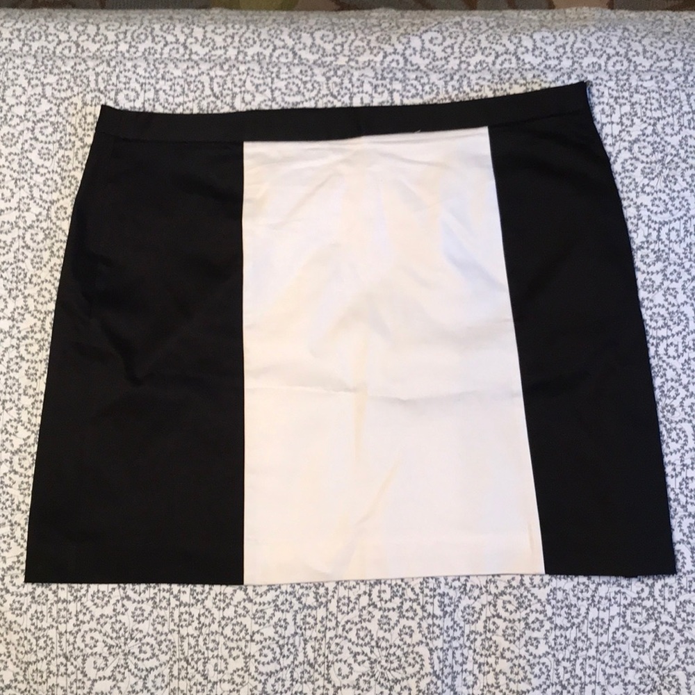 BLACK AND WHITE BLOCK SKIRT WITH SIDE ZIPPER